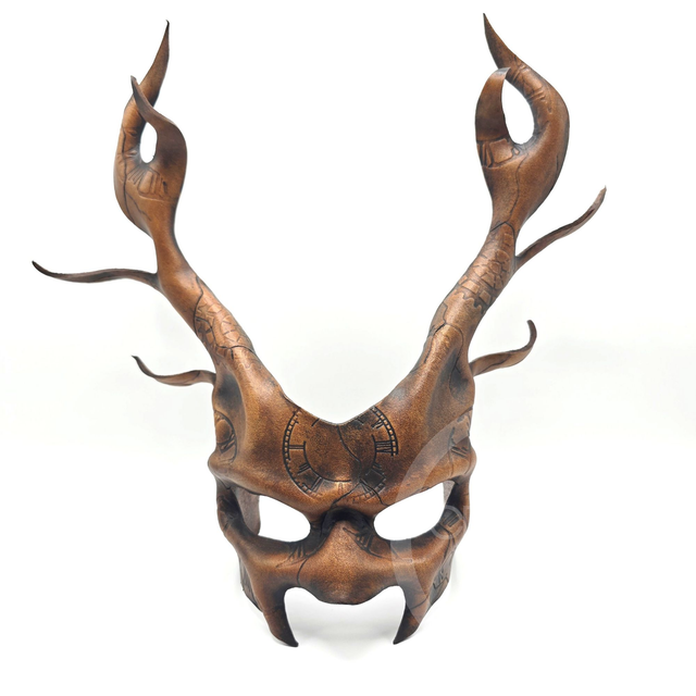 Leather Deer mask with clockwork Pattern