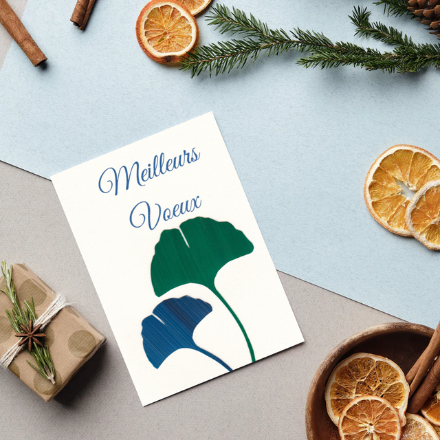 💌 Carterie • Ginkgo vert et bleu