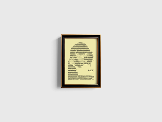 A4 Schreibmaschinen-Porträt Sophie Scholl mit Zitat in Schwarz auf Elfenbein