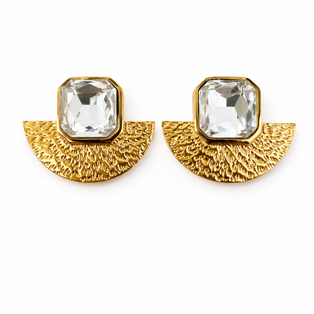 Pendientes acero dorado y brillante 