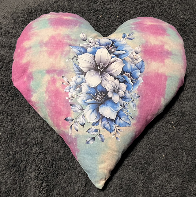 Hand tie dye cushion with flowers