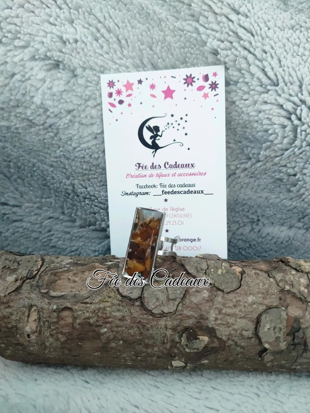 Bague Œil de Tigre "Double Rang Fusion rectangulaire"