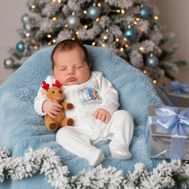 Blue Babies 1st Christmas Babygrow 