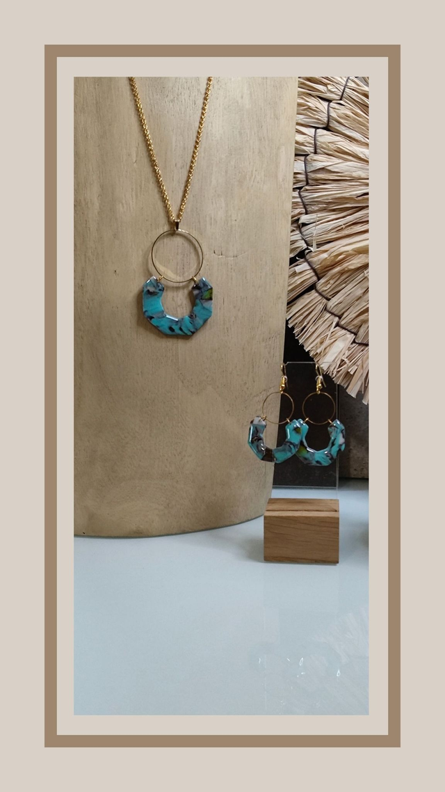 Parure faux turquoise kingman ennéagone 