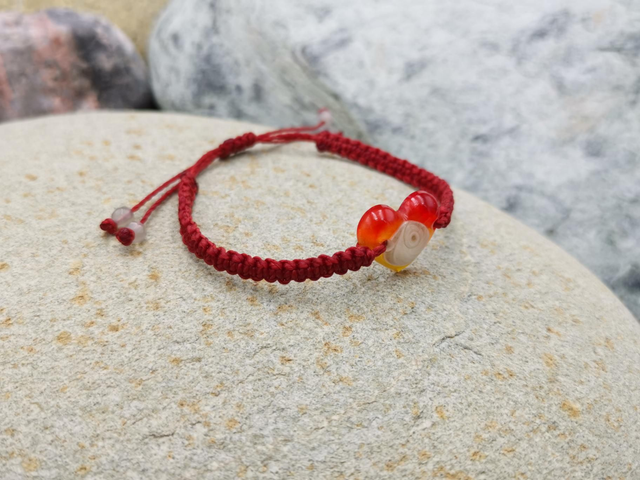 BCO-021 Bracelet cœur rouge et jaune 