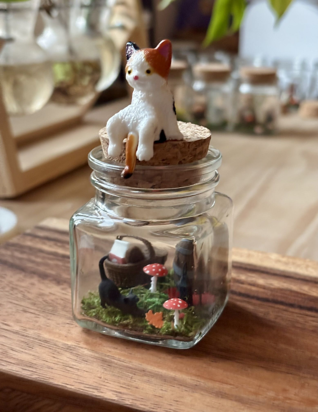 đ Mini terrarium verre - Ădition automne - Petit chat