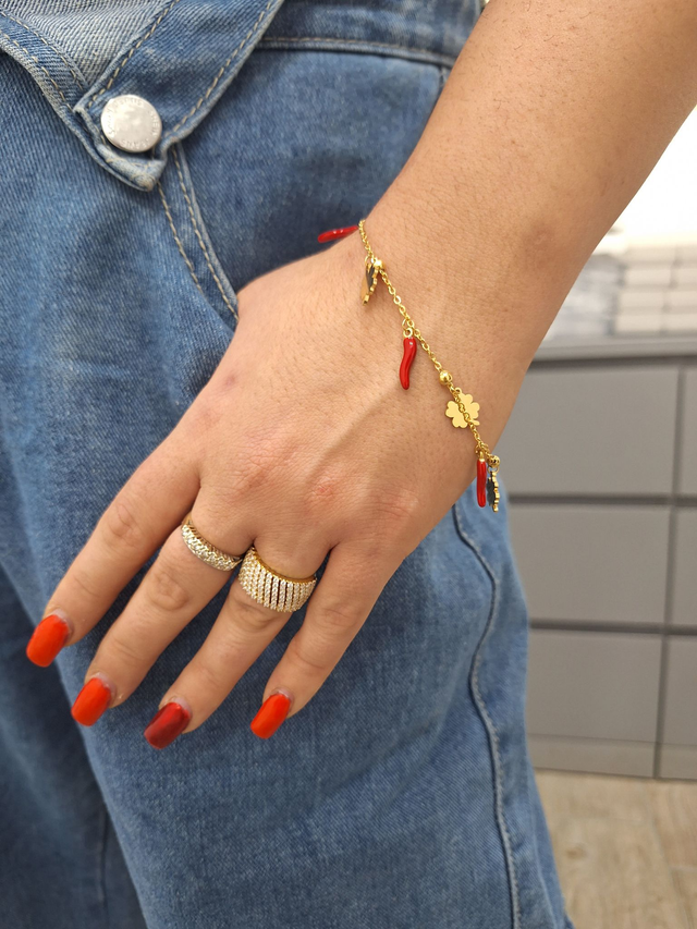 Pendenti Corno/Quadrifoglio - Acciaio Inossidabile 