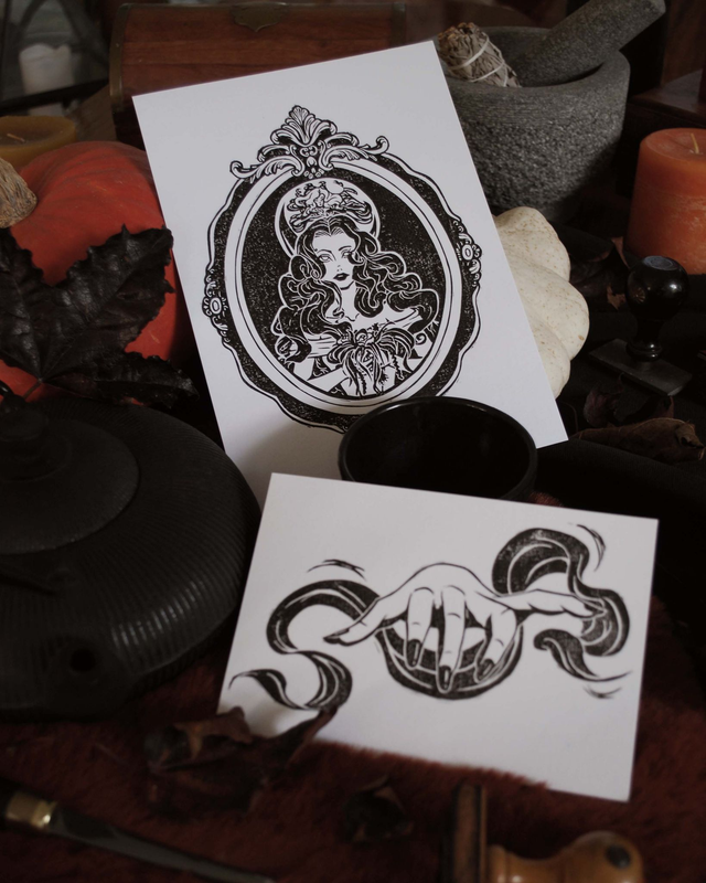 Portrait et totem sorcière