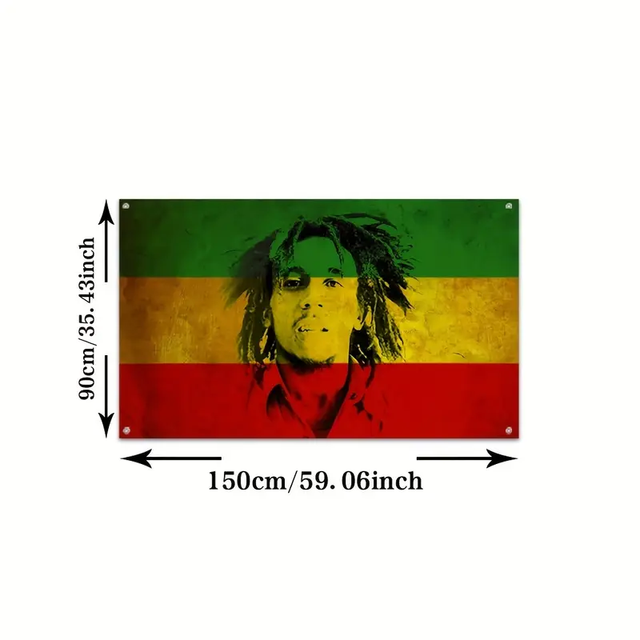 Drapeau Rasta Reggae Bob Marley – 90x150 cm | Décoration Jamaïcaine