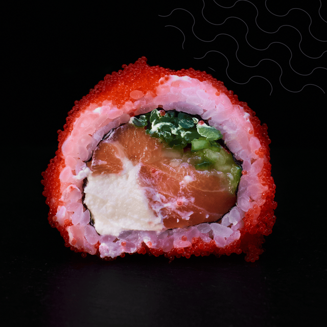 #12 California Salmón Y Huevas De Tobiko