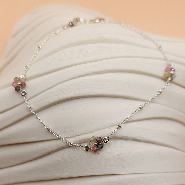 Sterling silver tourmaline flower bracelet