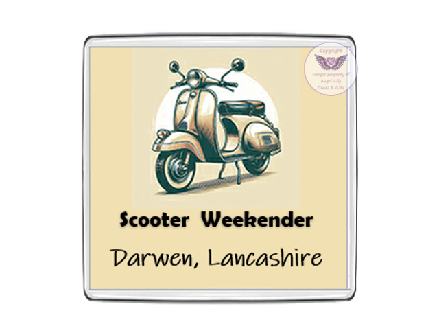 Scooter Weekender Square Fridge Magnet-SFM04