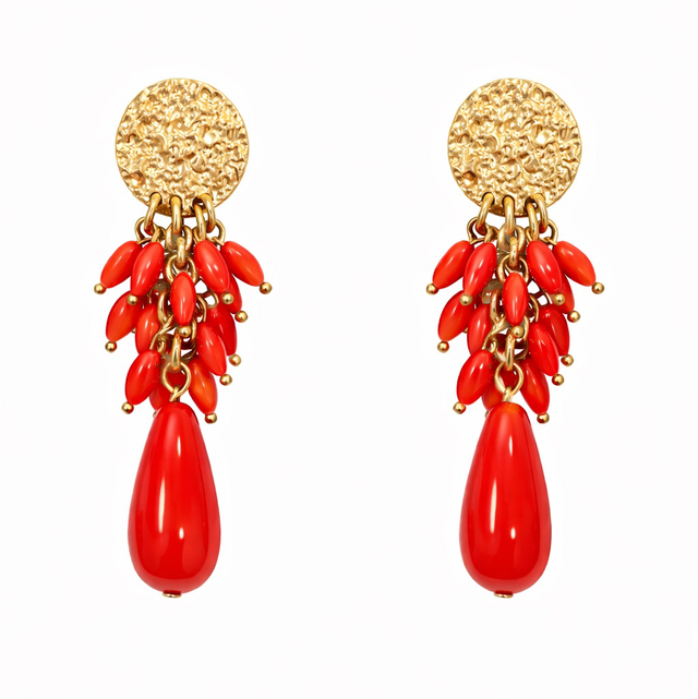 Pendientes coral flamenco 