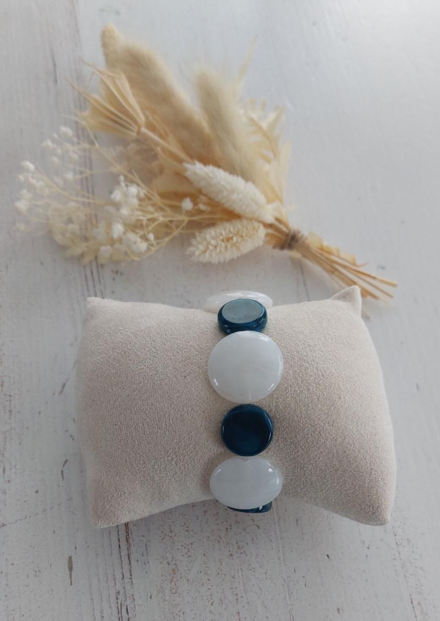 Bracelet Marcelin Blanc et Vert canard 