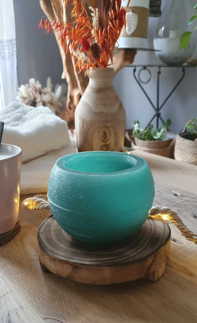 Grande photophore sphère vert émeraude🍀