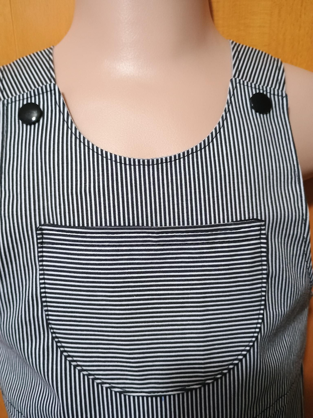 Dungarees + shirt - 12 mth (80 cm). Thin black white stripe