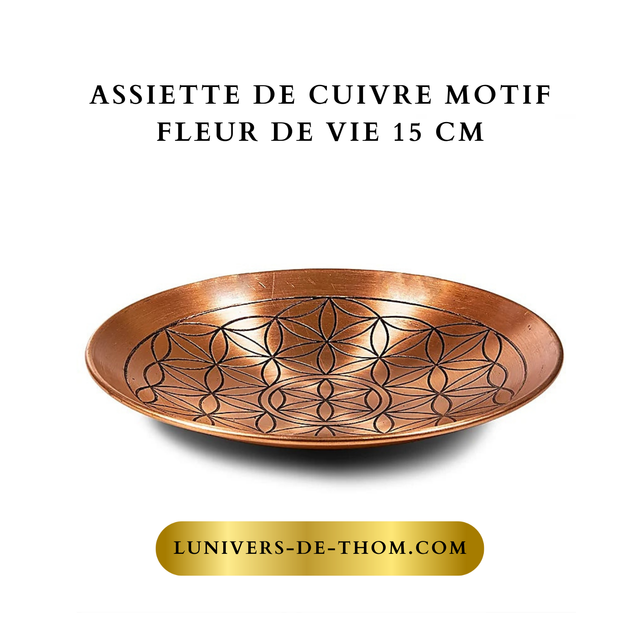 Assiette en cuivre Fleur de vie 15 cm