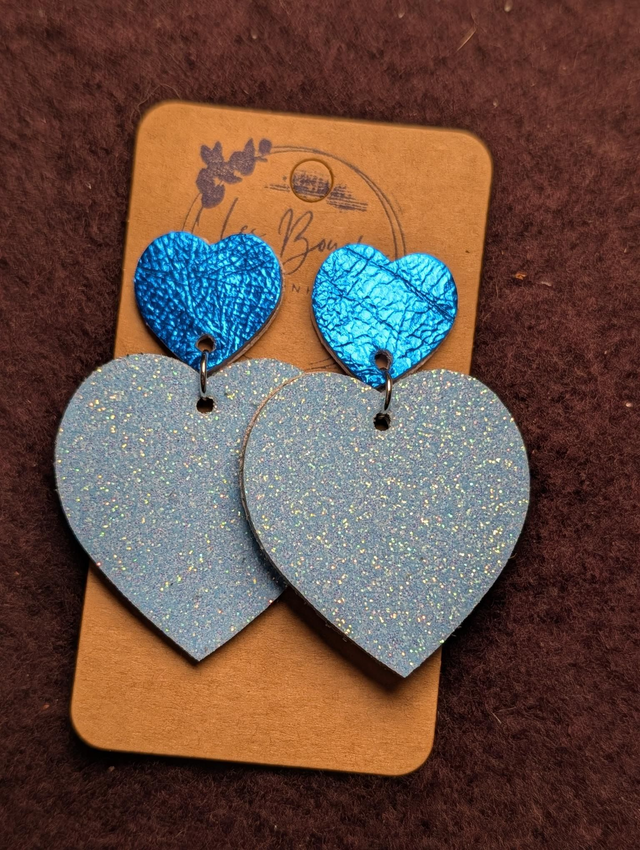 Boucles d'oreilles Louise bleu paillettes ciel lo011