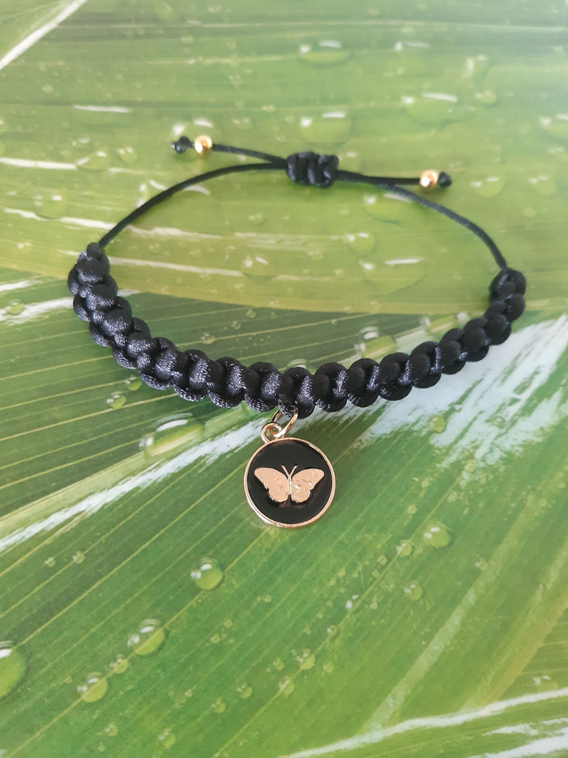 Armband Schmetterling Anhänger gold schwarz