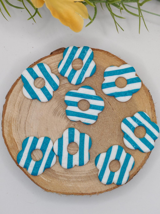 Fleurs Amaya rayées Bleu/Blanc 