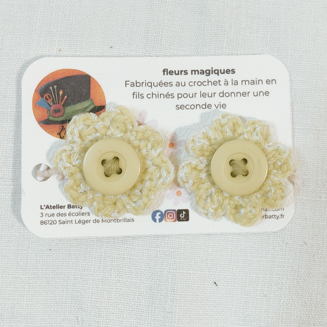 Boutons Verts pastel, Fleurs Anémone Vert et Blanc paillettes