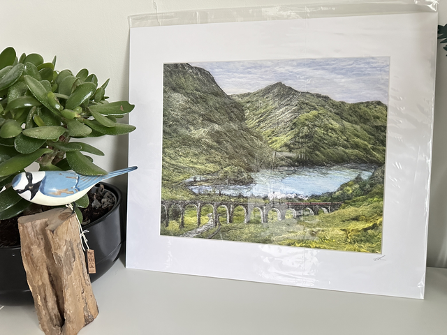 Mounted Giclee Print of Glenfinnan &amp; Loch Sheil 