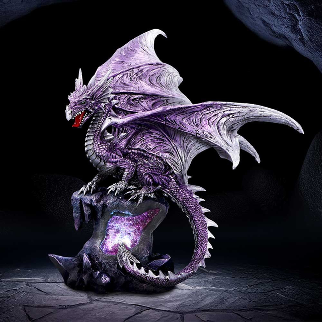 Viorel Large Dragon Figurine with LED Light Up Base