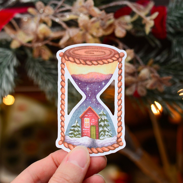&quot;Christmas Hour Glass&quot; XL vinyl sticker