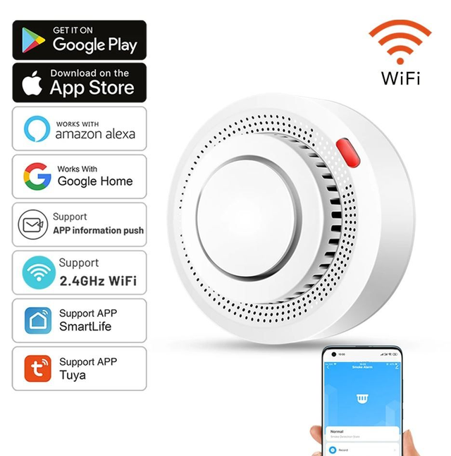 Detector Humo Sensor Wifi Tuya App Smartlife Alarma Incendio