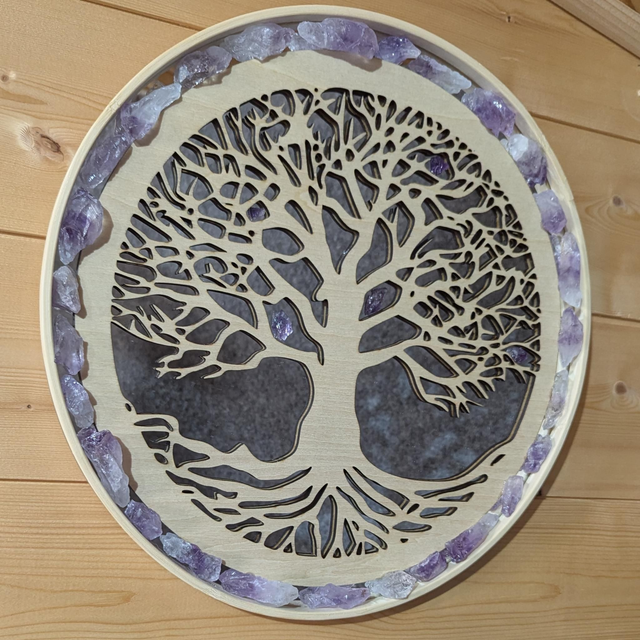 Miroir Arbre de vie serti d'Améthyste 