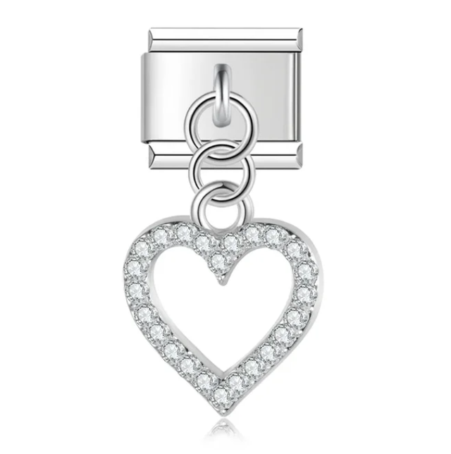 Charm Corazón colgante silueta con brillos