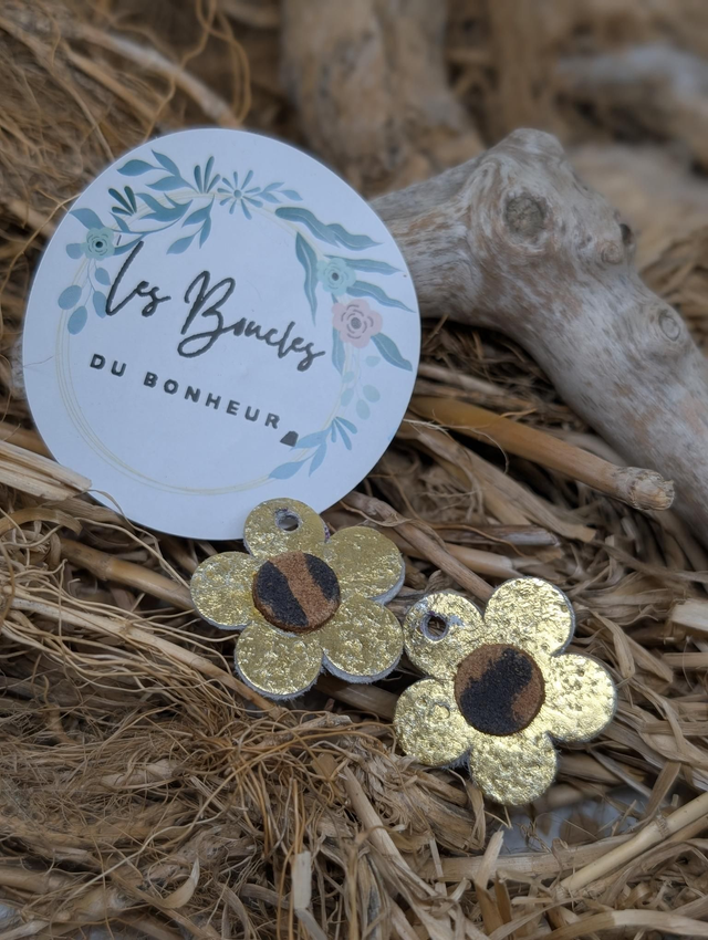 Pampilles marguerite doré léopard pam005