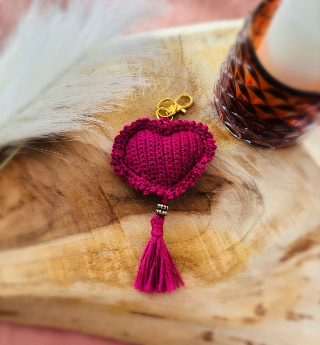 Porte-clé - COEUR FRAMBOISE