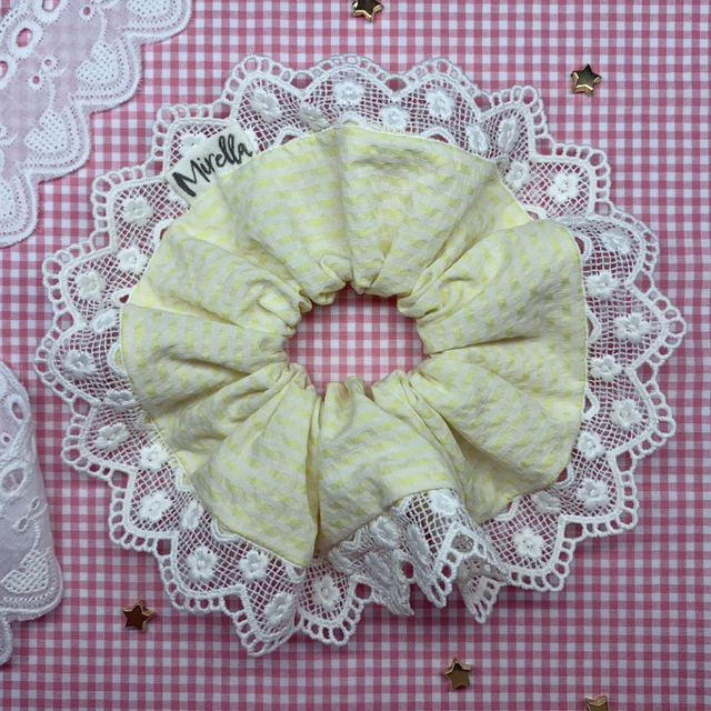 Yellow Lace Trimmed Scrunchie