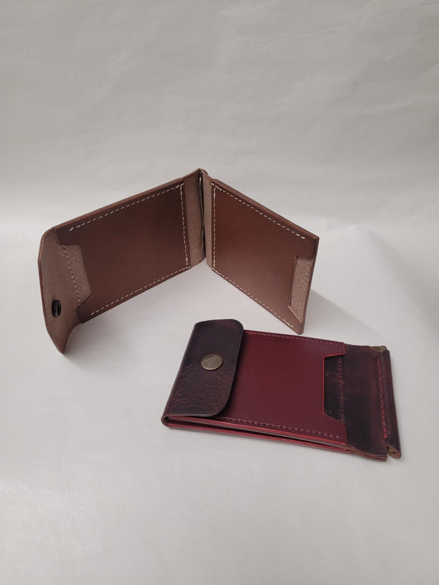 Bifold Leather Card Holder With Money Clip - 4 Card Slots - Raylan - ML-009