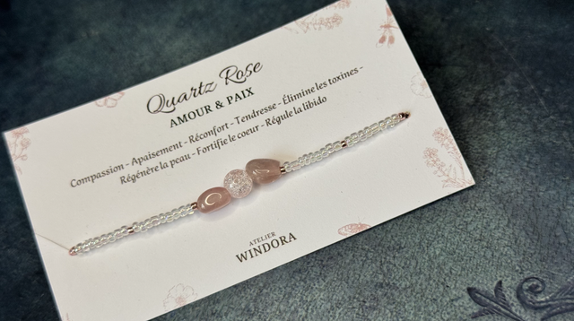 Bracelet élastique | Quartz Rose 1