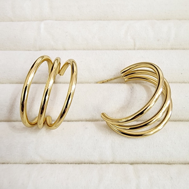 Brinco Argola Tripla - Ouro