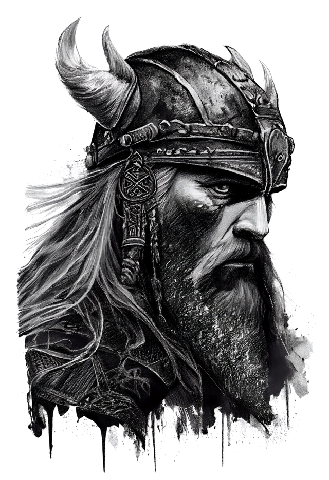 Norse Warrior Side Portrait T-Shirt