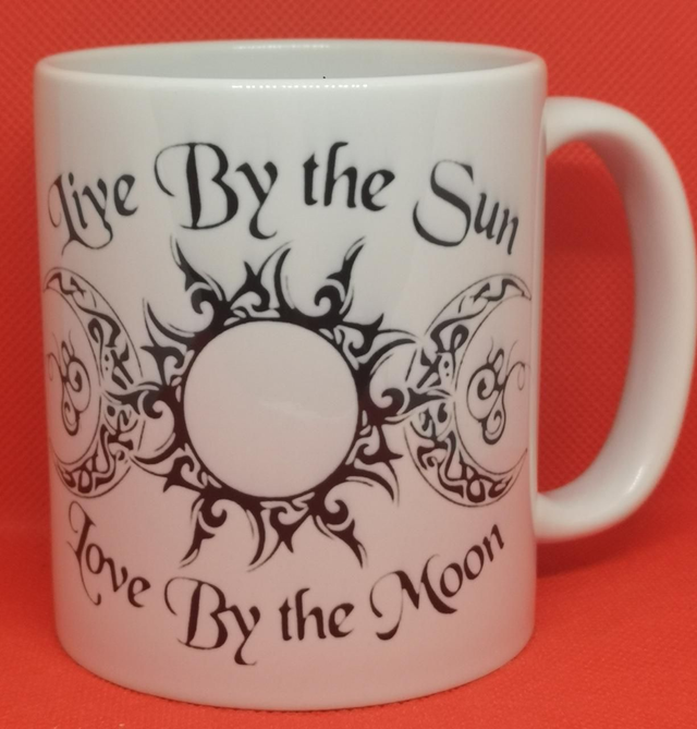 Custom Printed "Live By The Sun, Love By The Moon" 11oz Coffee Mug. 