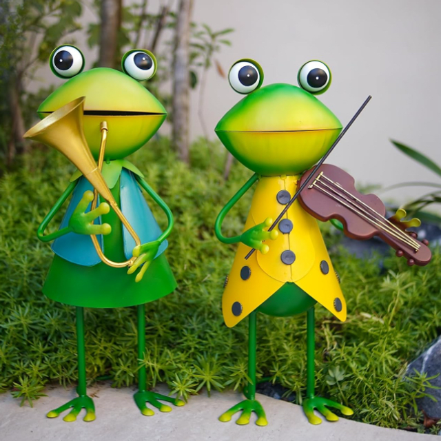 Pair of Musical Metal Frogs