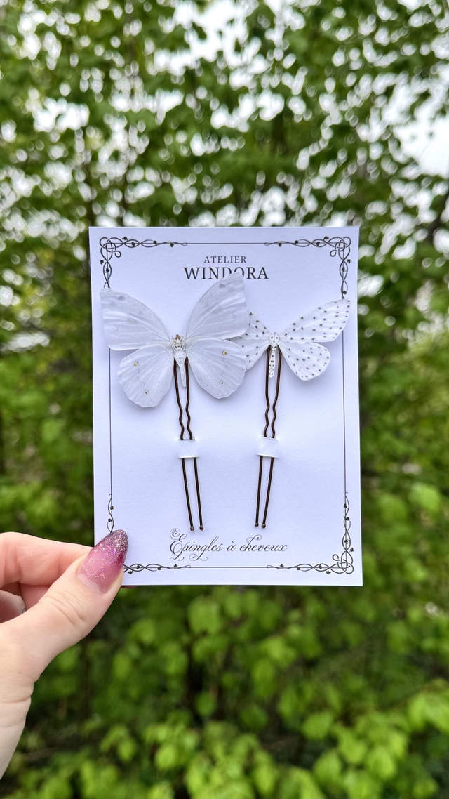 Duo Épingles à cheveux Papillons | Blanc