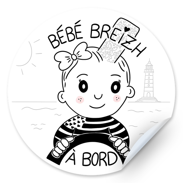 Autocollant &quot;Bébé Breizh à Bord&quot; – Fille
