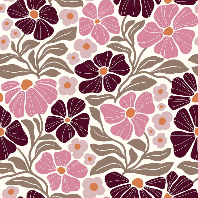 Velours fines côtes Fleurs