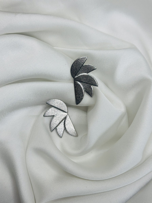 1-Boucles d'oreilles feuille argent 