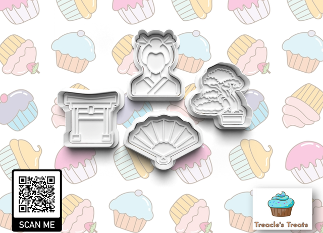 Japan Theme Fondant/cookie stamps with cutters
