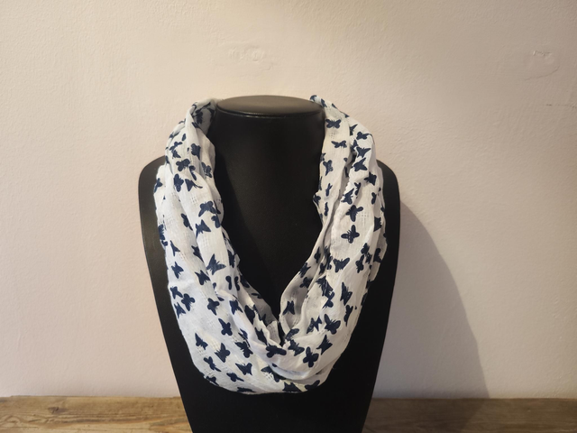 Cotton Butterfly Print Magnetic Scarf 