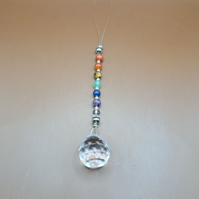 Supension 7 chakras fil + boule de prisme