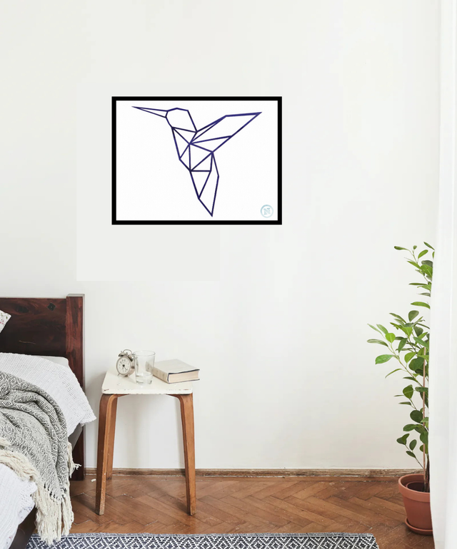 🐦 Colibri en marqueterie de paille