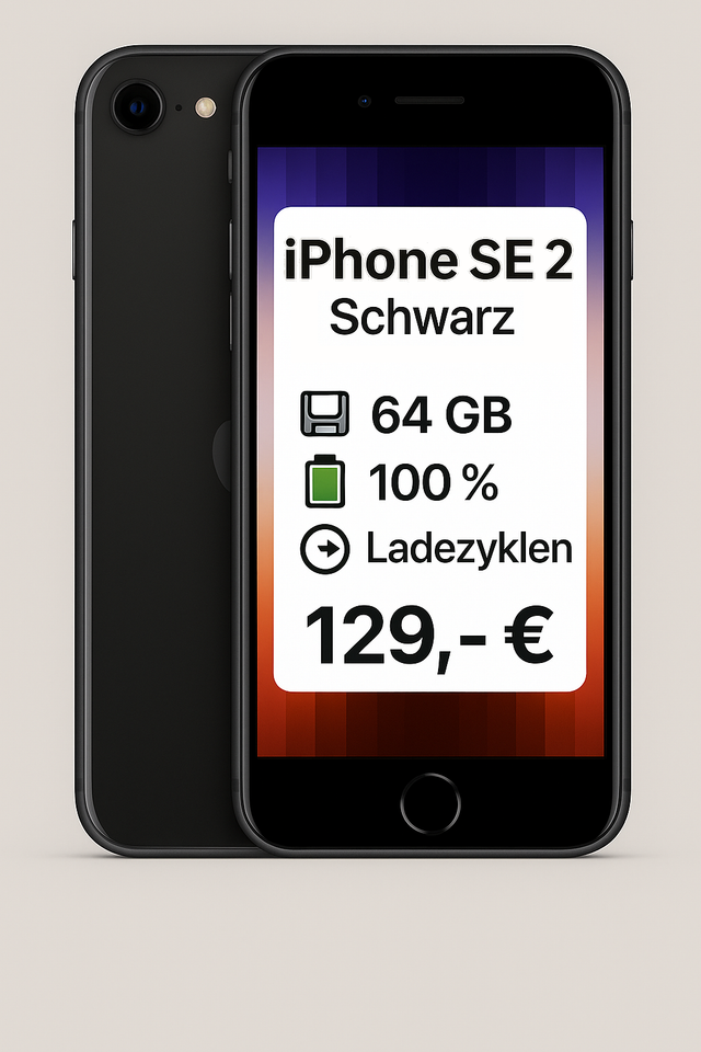 iPhone SE 2 – 64 GB Black (Akku 100 %)