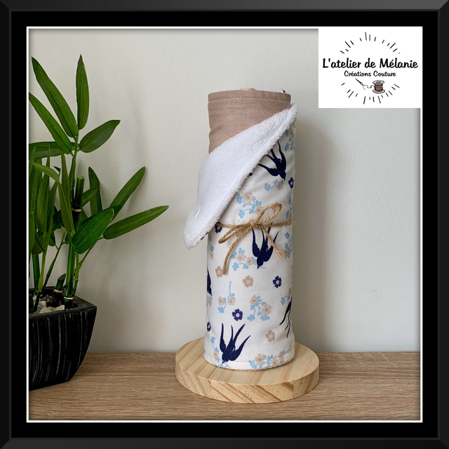Rouleau essuie tout 7 feuilles et son support en bois